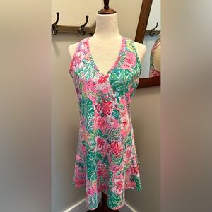EUC Lilly Pulitzer Luxletic Pink and Multicolor Dress with matching shorts